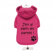 Sweat pour chien Fuchsia J'en ai plein les pattes !