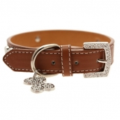 Collier pour chien bling bling marron