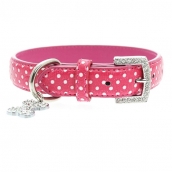 Collier pour chien rose à pois