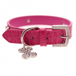 Collier pour chien rose en cuir