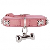 Collier pour chien baby rose en cuir