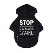 Sweat pour chien noir Stop à la nudité canine