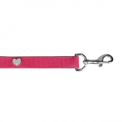 Laisse pour chien rose avec strass