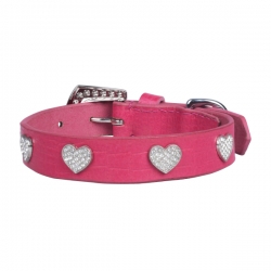 Collier pour chien rose avec strass