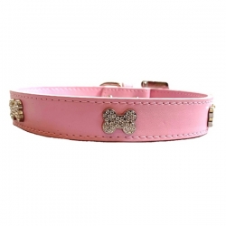 Collier pour chien bling bling rose bonbon